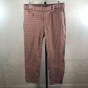 Banana Republic Sloan Red Black Houndstooth Plaid Ankle WOMEN'S Pants Size 6S